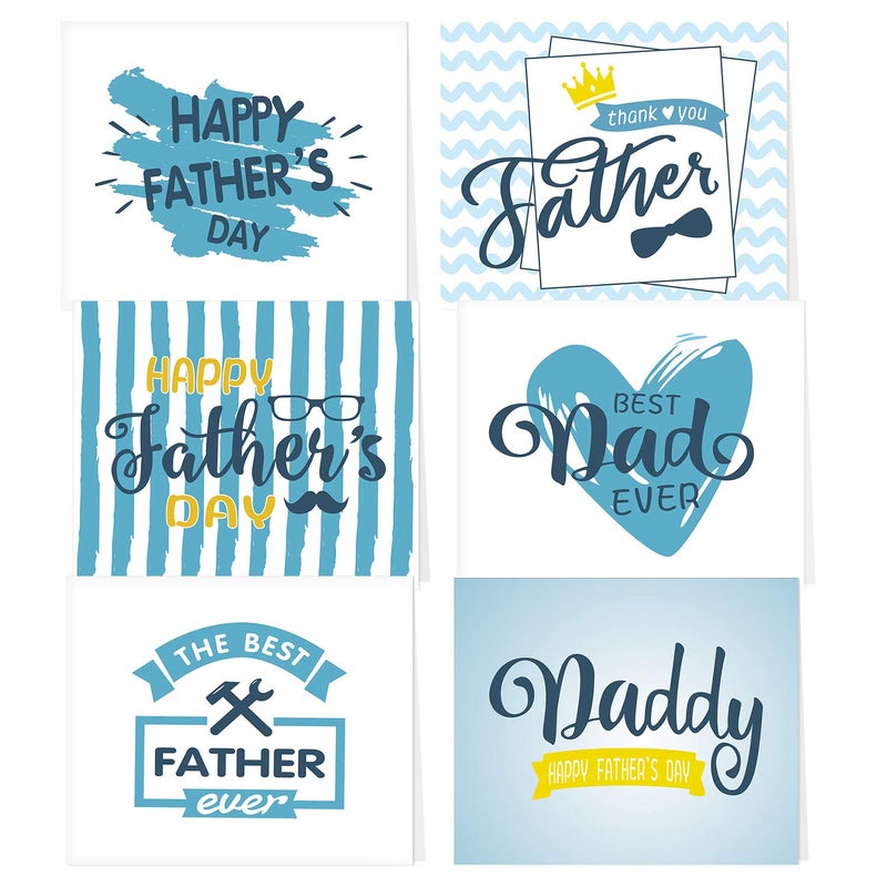 TUPARKA 36 Pack Father's Day Greeting Cards with Envelopes, 6 Assorted Unique Designs for Father's Day - Image 1